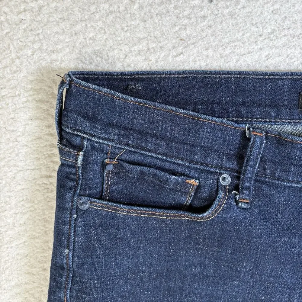 Abercrombie Fitch Denim Jean Shorts Womens 30 34” Waist Blue Dark Wash Cuffed